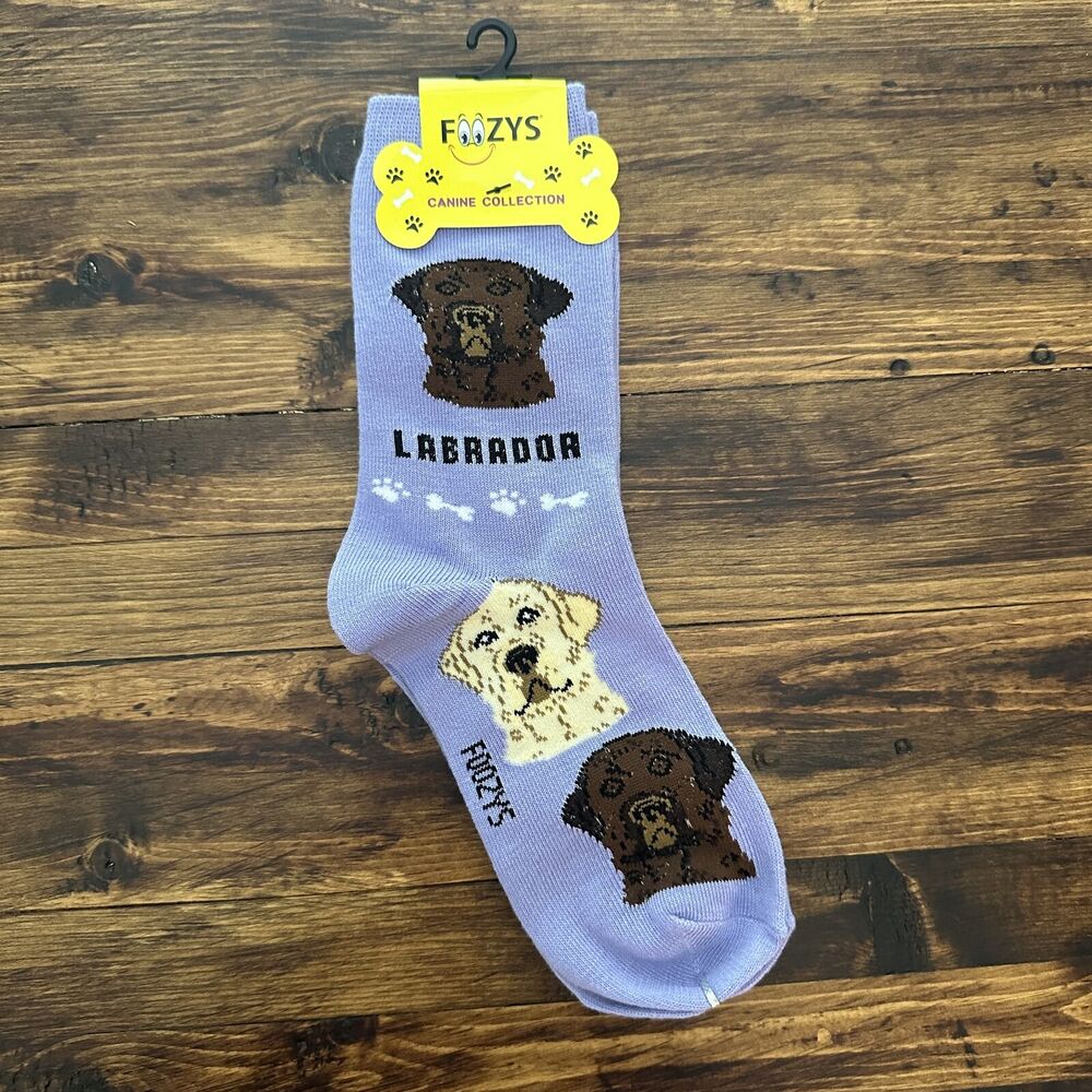 NWT Foozys Lavender Light Purple Labrador Print Casual Socks Women One Size